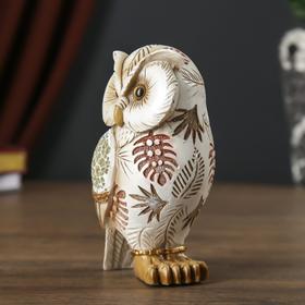 

Сувенир полистоун "Филин с листьями на перьях" битое стекло 15х8х9 см