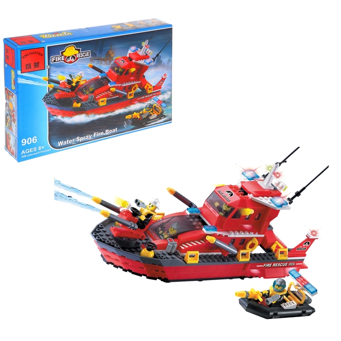 Конструктор «Пожарный катер», 340 деталей и 4 фигурки