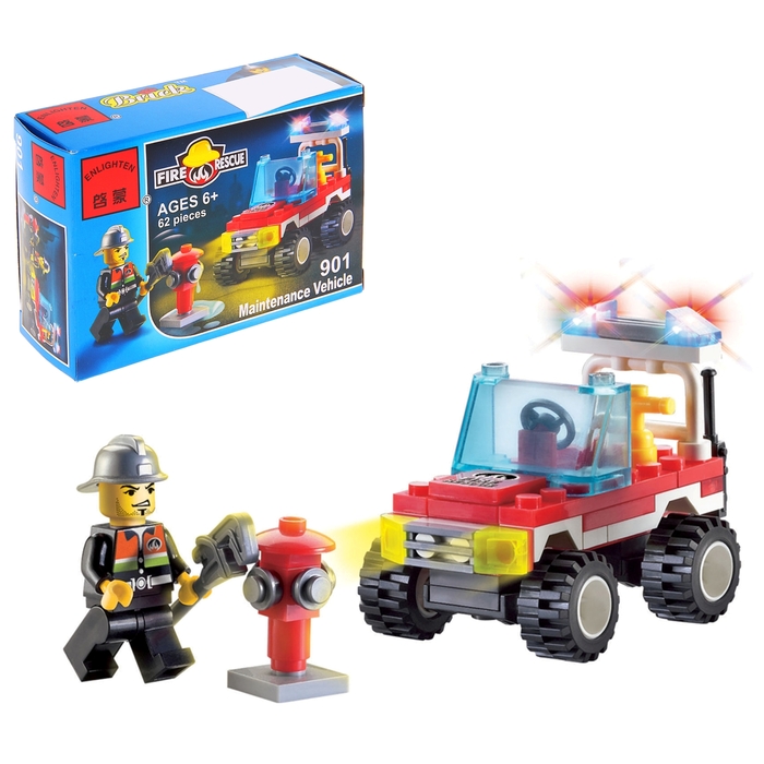 Конструктор «Джип пожарной охраны», 62 детали