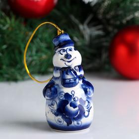 

Елочная игрушка "Снеговик" гжель, 10 см