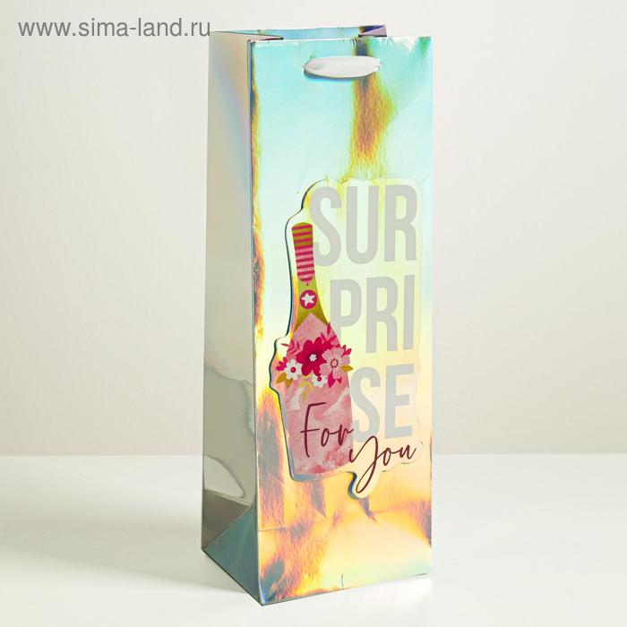

Пакет голографический под бутылку Surprise, 13 × 36 × 10 см