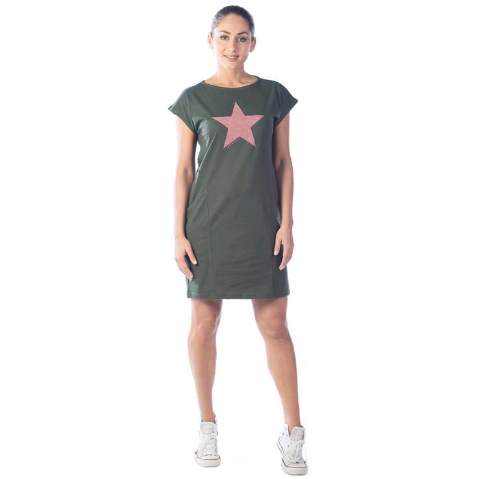 фото Платье-футболка женское fullallert, размер 54, цвет хаки klery
