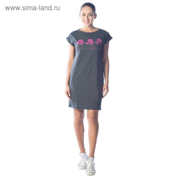 фото Платье-футболка roses, размер 44, цвет антрацитовый klery