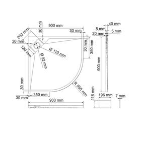 

Душевой поддон WasserKRAFT Alme 15T01, 900 x 900 x 40 мм, полукруглый, белый