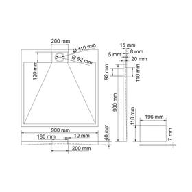 

Душевой поддон WasserKRAFT Alme 15T03, 900 x 900 x 40 мм, квадратный, белый