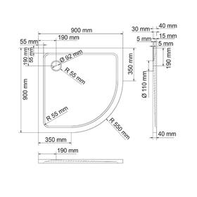 

Душевой поддон WasserKRAFT Berkel 48T01, 900 x 900 x 40 мм, полукруглый, белый