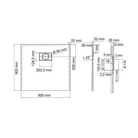 

Душевой поддон WasserKRAFT Leine 35T03, 900 x 900 x 26 мм, квадратный, белый