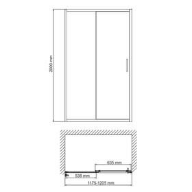 

Душевая дверь WasserKRAFT 41S05, 1200 х 2000 мм, раздвижная, прозрачная