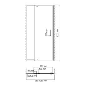 Душевая дверь WasserKRAFT 48P12, 1000 х 2000 мм, распашная, прозрачная от Сима-ленд