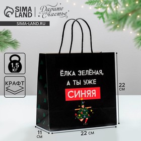 Пакет подарочный «А ты уже синяя», 22 × 22 × 11 см