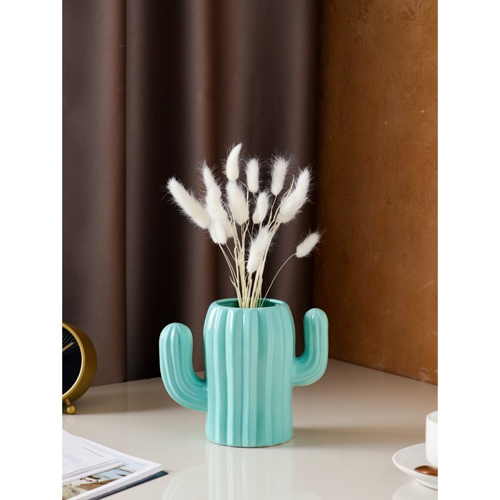 

Ваза керамическая "Кактус", настольная, бирюзовая, 16 см