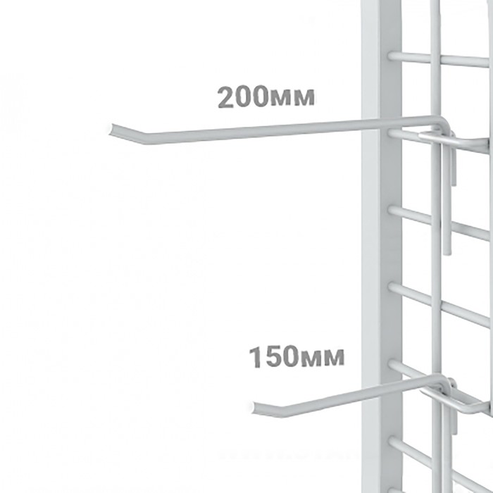 фото Крючок одинарный на сетку, цвет хром, d=4мм, l=15см, шаг 25