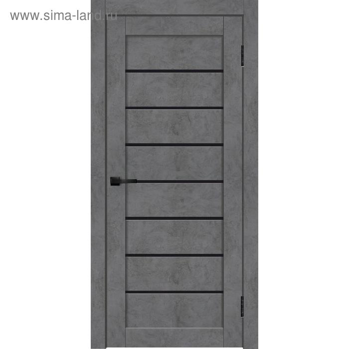 Дверное полотно Х24, 600 × 2000 мм, чёрное стекло, цвет бетон графит