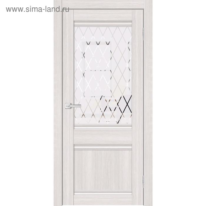 Дверное полотно «Альфа 3», 800 × 2000 мм, остеклённое, ПВХ, цвет сандал светлый