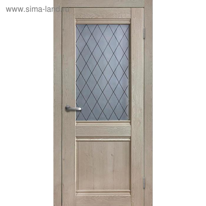 Дверное полотно «Салют-3», 600 × 2000 мм, остеклённое, цвет дуб эдисон