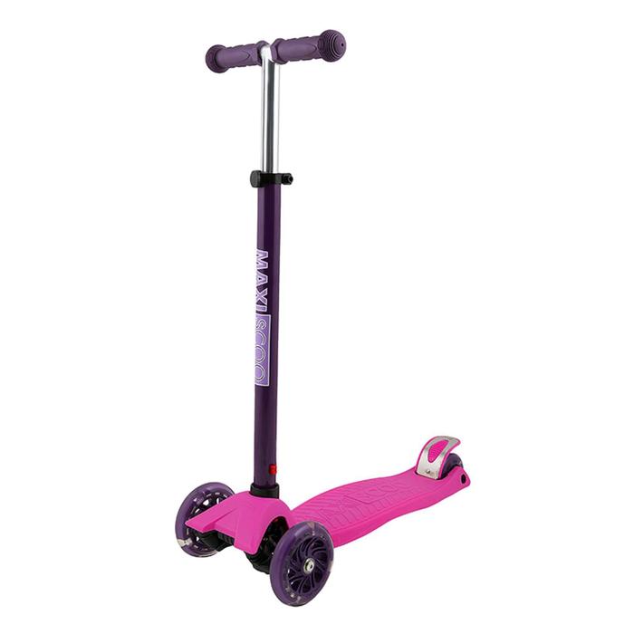 фото Самокат maxiscoo junior со светящимися колесами, цвет розовый