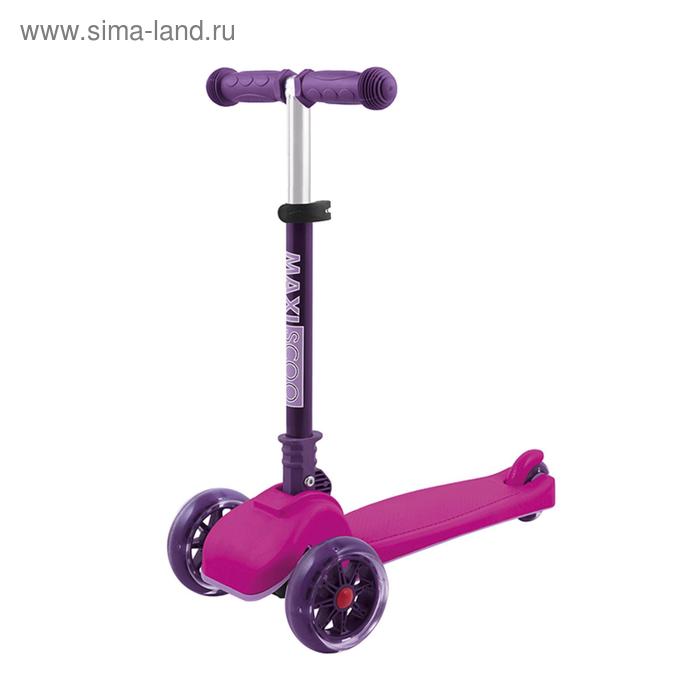 фото Самокат maxiscoo mini со светящимися колесами, цвет розовый