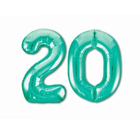 

Шар фольгированный 40" «20», цвет бискайский зелёный