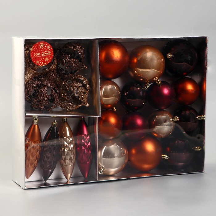 фото Набор украшений пластик 22 шт "андромеда" (4 сосульки, 18 шаров) кофейный микс зимнее волшебство