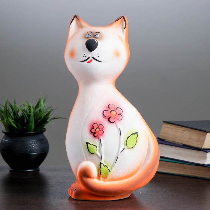 Копилка "Кот с цветком"