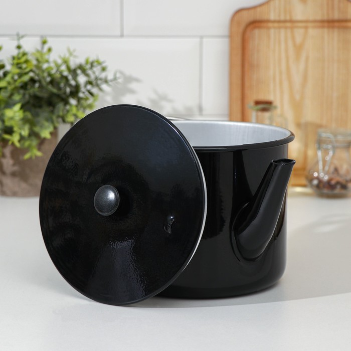 Чайник-котелок с декоративным покрытием 2,5 л, цвет чёрный
