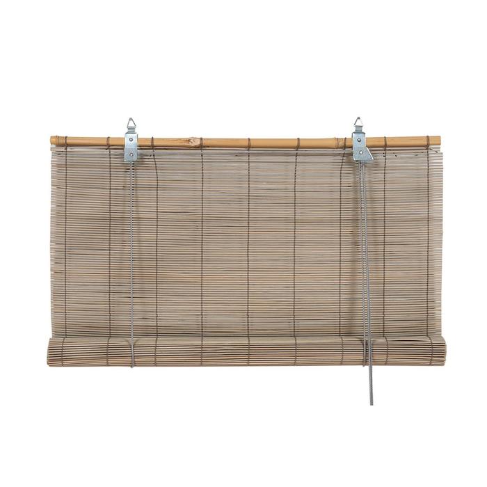 Бамбуковая рулонная штора, 140х160 см, цвет серый
