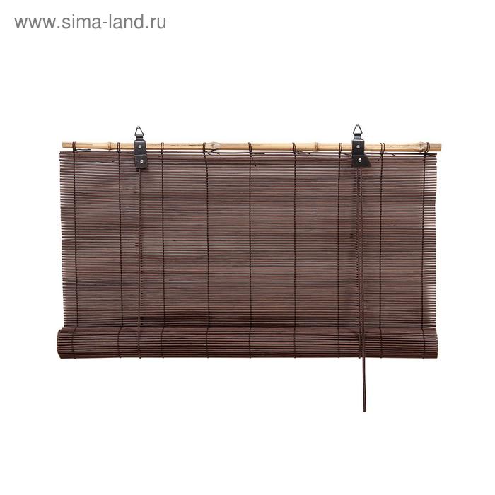 Бамбуковая рулонная штора, 140х160 см, цвет шоколадный