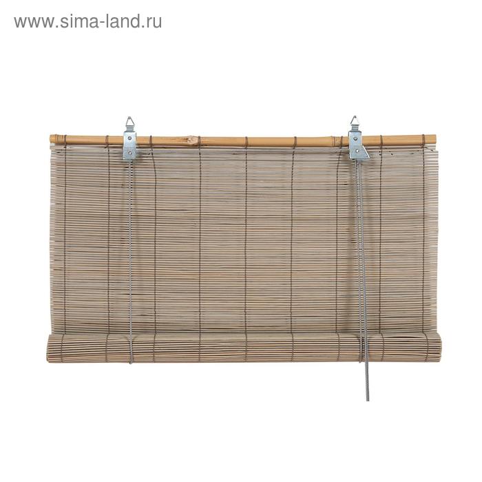 Бамбуковая рулонная штора, 60х160 см, цвет серый