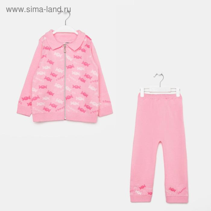 фото Комплект (джемпер, штаны) для девочки, цвет розовый, рост 92 см маринатекс
