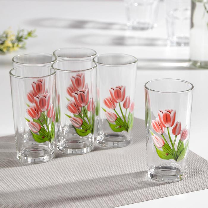 фото Набор стаканов «весенние тюльпаны», 230 мл, 6 шт gidglass