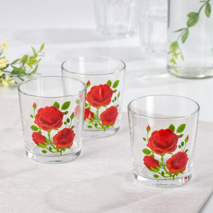 фото Набор стаканов «алая роза», 250 мл, 3 шт gidglass