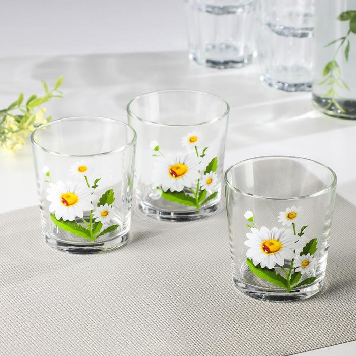 фото Набор стаканов «белые ромашки», 250 мл, 3 шт gidglass
