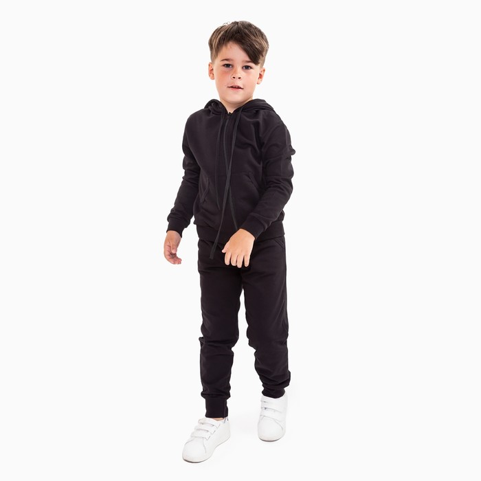 фото Спортивный костюм (толстовка, брюки) для мальчика, цвет чёрный, рост 104 см (30) tusi