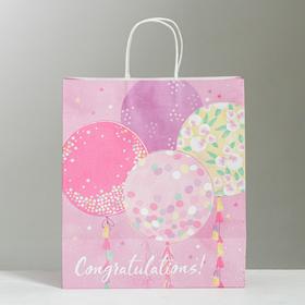 

Пакет подарочный крафтовый Congratulations!, 28 × 32 × 15 см