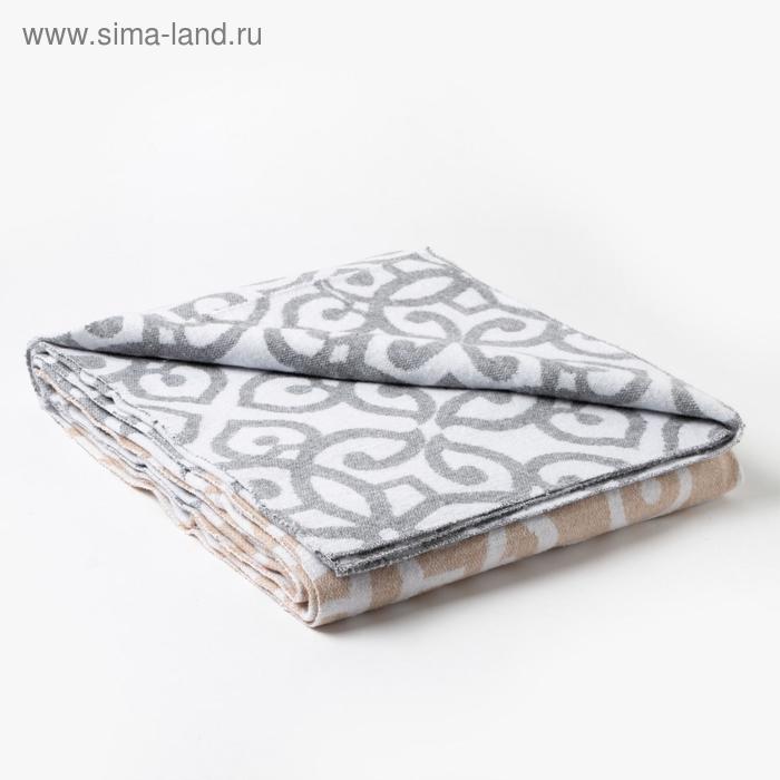 Одеяло хлопковое «Вензель» 140х205 см, цвет светло-серый/бежевый
