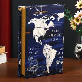 

Сейф-книга дерево кожзам "Карта мира" зеркало 26х17х5 см