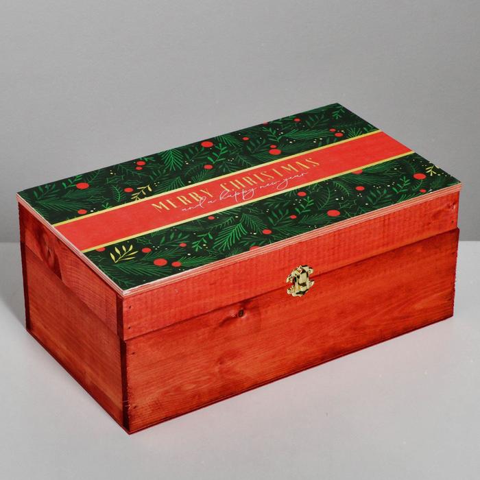 Ящик деревянный Merry Christmas, 35 × 20 × 15 см
