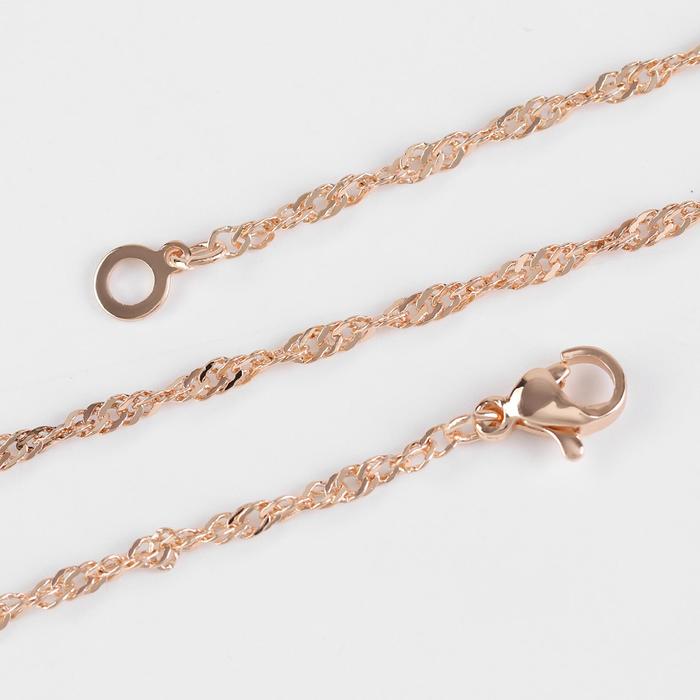 фото Цепь "сингапур" узкая, каплев карабин с плоской петлёй, цвет роз золото, ширина 2 мм, l=45