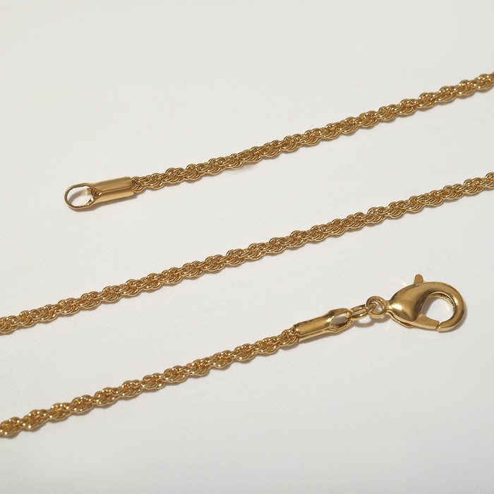 фото Цепь "кордовое плетение" объёмные гладкие звенья, продолговатый карабин, цвет золото, 46 см queen fair
