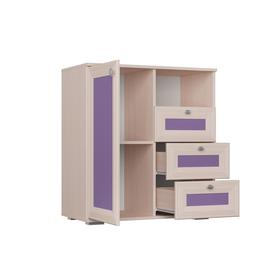 

Комод для детской Бриз 800х420х870 Дуб выбеленный/Фиолетовый/корпус Дуб выбеленный