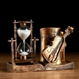 Песочные часы "Скрипка", сувенирные, с карандашницей, 17х8х13 см