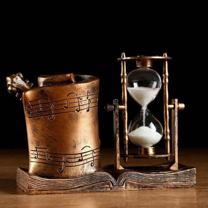 Песочные часы "Скрипка", сувенирные, с карандашницей, 17х8х13 см