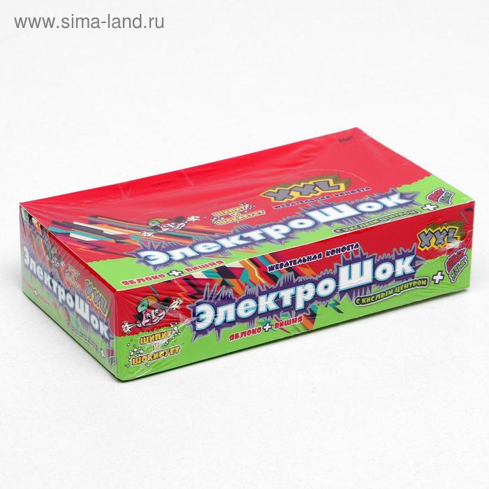  Жевательная конфета Электрошок XXL со вкусом вишни и зеленого яблока, 28 г