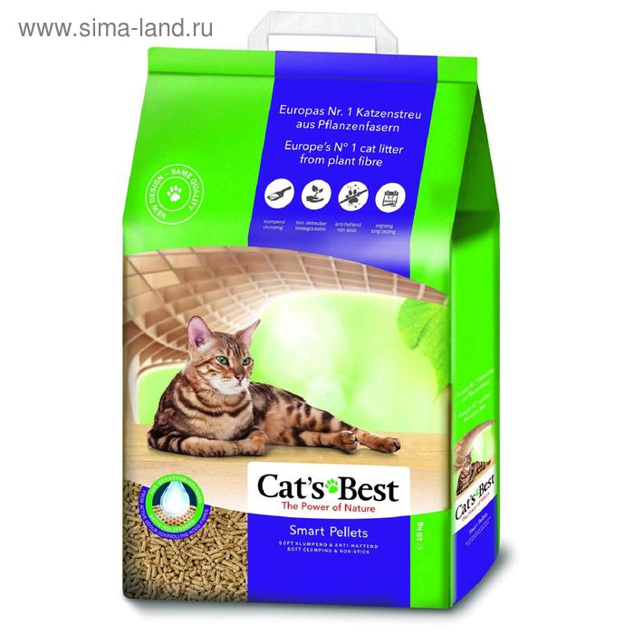 Наполнитель древесный комкующийся Cat's Best Smart Pellets, 20 л, 10 кг наполнитель древесный комкующийся cat s best smart pellets 10 л 5 кг
