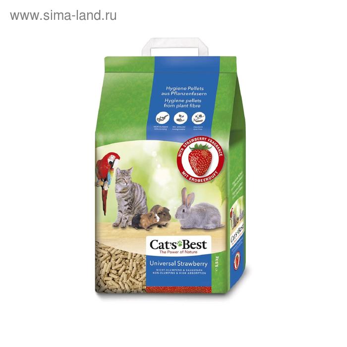 

Наполнитель древесный впитывающий Cat's Best Universal, клубника, 10 л, 5,5 кг