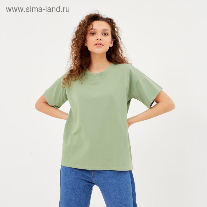 

Футболка женская однотонная MINAKU REGULAR FIT: цвет оливковый, р-р 52