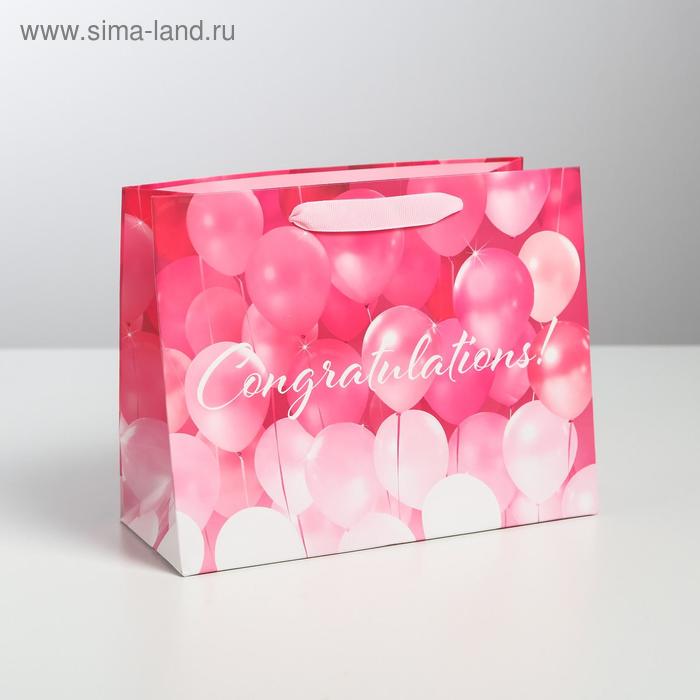 пакет ламинированный горизонтальный congratulations l 40 × 31 × 11 5 см Пакет подарочный ламинированный горизонтальный, упаковка, «Congratulations!», MS 23 х 18 х 10 см