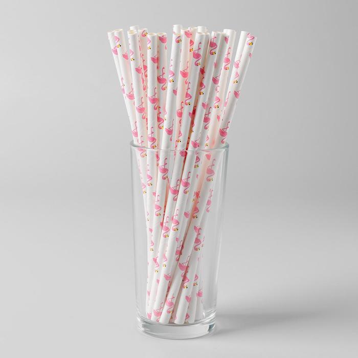 Трубочки для коктейля «Розовый фламинго», набор 25 шт. трубочки для коктейля крафт набор 25 шт