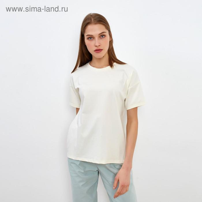 

Футболка женская однотонная MINAKU REGULAR FIT: цвет экрю, р-р 46