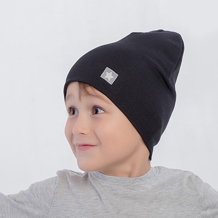 фото Комплект (шапка, снуд) для мальчика, цвет чёрный/звездочка, размер 50-54 hoh loon